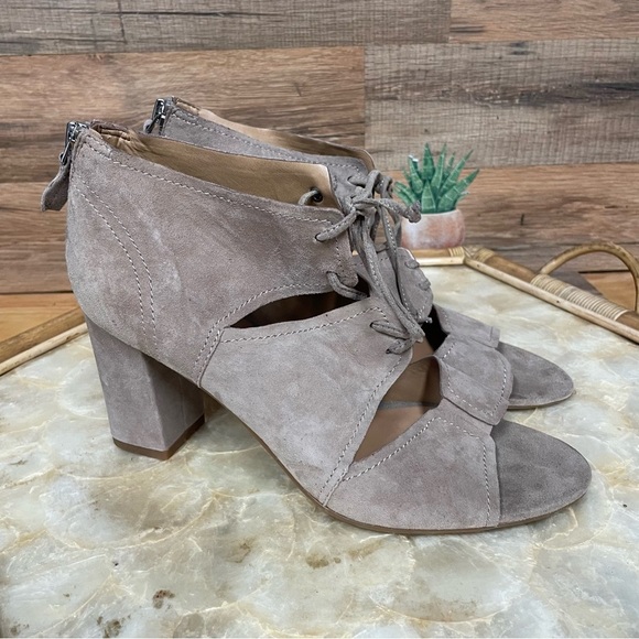 Franco Sarto Gazella Leather Suede Lace-Up Heel Sandal Shoes Womens 8 - Picture 1 of 8